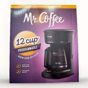 Mr. Coffee Programmable Coffee Maker, 12-Cup Coffee Maker, Black- New Sealed Box
